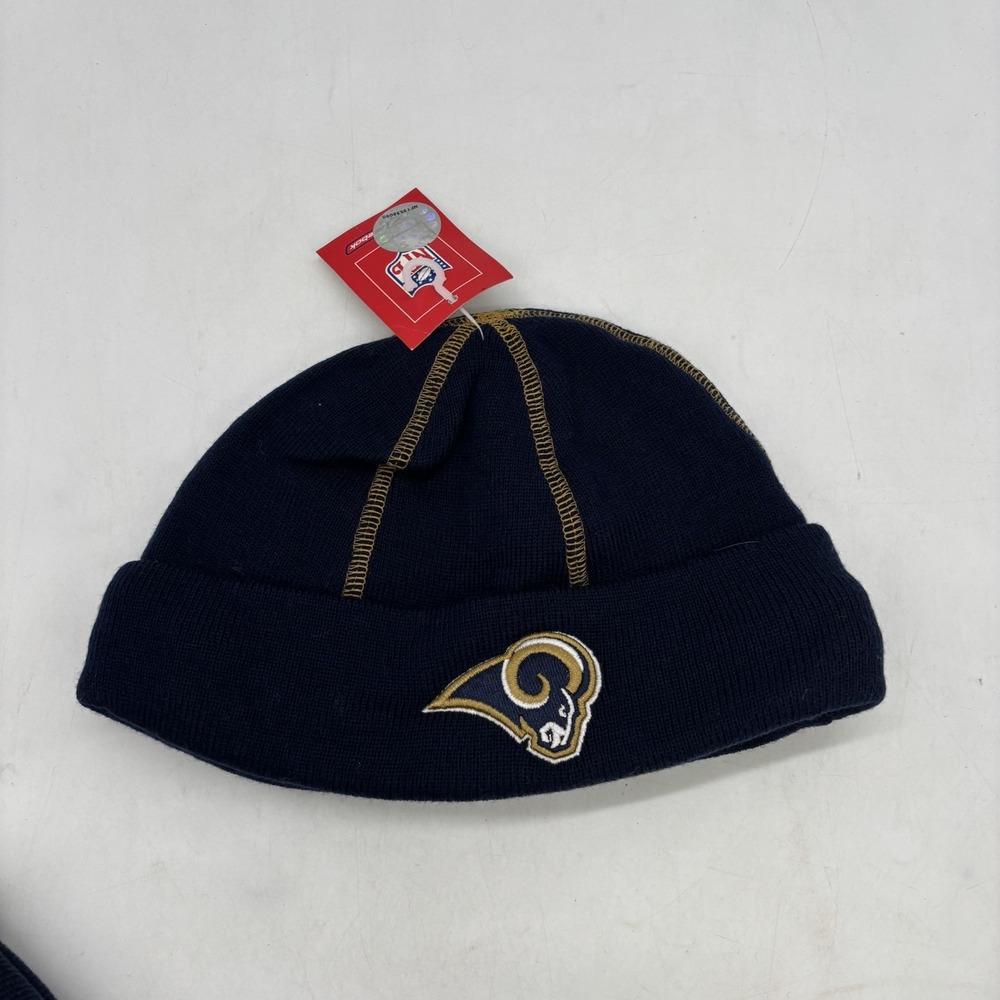 Los Angeles Rams Beanie Hat Reebok NFL Blue Gold Team Logo Cuffed Knit OSFA NWT